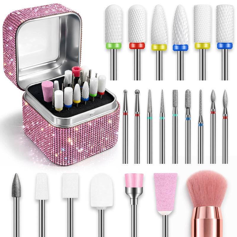 Nail Drill Bits Set Beginner-Friendly: 22pcs Safety E-File Bits with Visual Map - 3/32'' Professional Ceramic & Diamond Carbide Tool Kit for No-Pain Acrylic Gel Removal & Cuticle Prep - BeesActive Australia