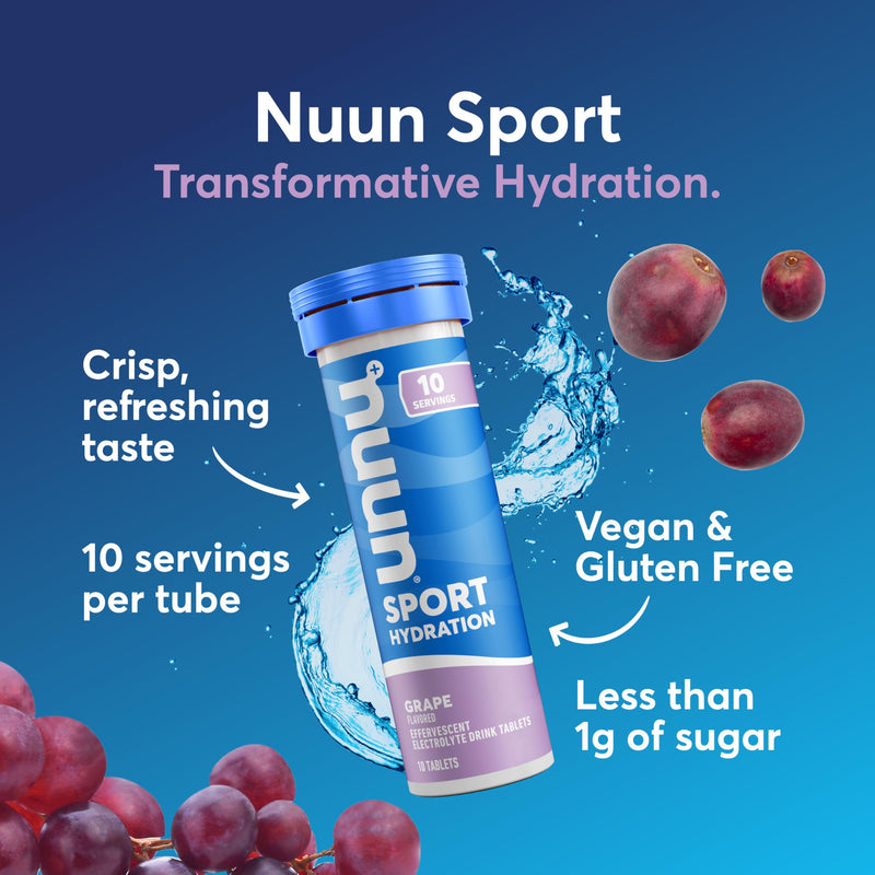Nuun Sport Electrolyte Tablets Grape, GF & Vegan, 8 Pack | 80 Servings with Magnesium, Calcium, Potassium, Chloride & Sodium, Gluten Free & Vegan 80 Count (Pack of 1)