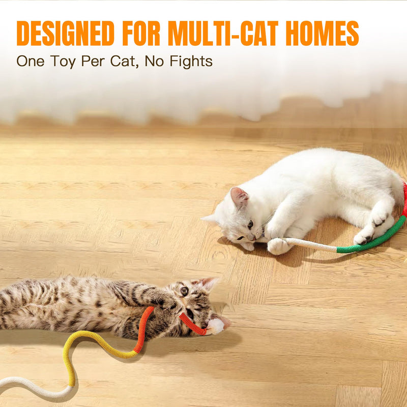 Cat Toys Set – 3 Cat Dental Rope Toys + Bonus 3 Silvervine (Gall Fruit) Chew Sticks – Safe Organic Cotton Interactive Cat Chew Toys for Teeth Cleaning, Quiet Play & Healthy Chewing