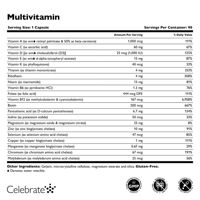 Celebrate Vitamins Bariatric Multivitamin Iron Free Capsules, 270 Count | 90-Day Supply, Easy-to-Swallow Capsules for Adult Post-Surgery Nutrient Support, with No Artificial Colors 270 Count (Pack of 1)