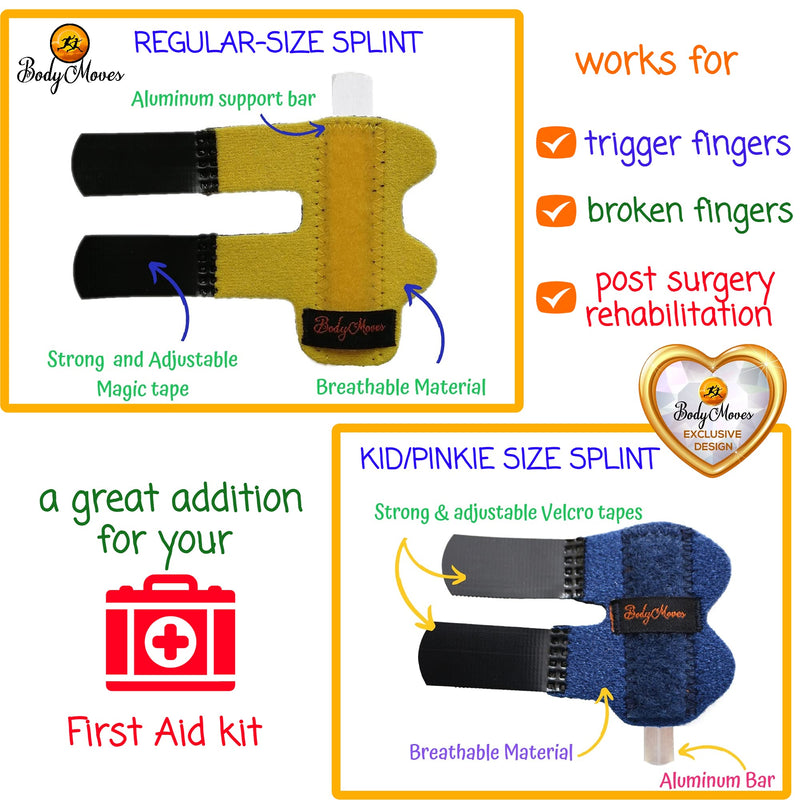 BodyMoves 5 Finger Splints plus 1 pinkie/kid splint (with Blue Pinkie) with Blue Pinkie