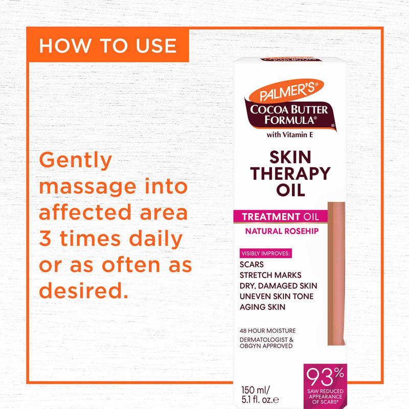 Palmer's Skin Therapy Rosehip Body Oil, Cocoa Butter Formula (5.1 Oz) | Deep Moisturizer for Dry Damaged Skin, Helps Improve appearance of Scars & Stretch Marks with Vitamin E & Rosehip Fragrance 5.1 Fl Oz (Pack of 1)