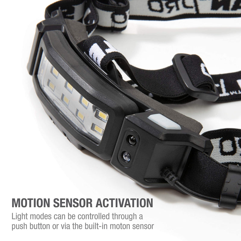 Steelman Slim Profile Rechargeable LED Motion-Activated Headlamp, 250-Lumen, 3 Brightness Settings, 20-Meter Range, Water-Resistant 250-Lumen LED Motion