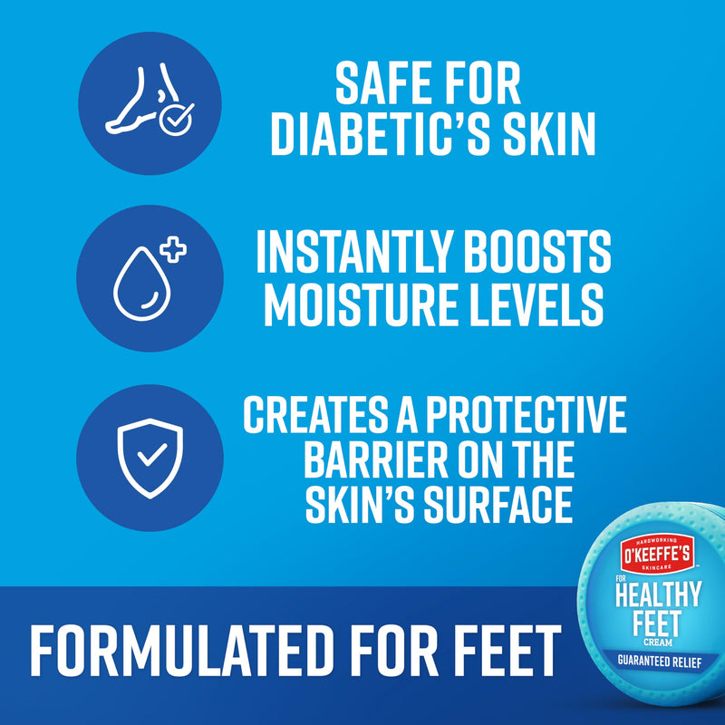 O'Keeffe's for Healthy Feet Foot Cream - 3.2 oz Jar (1 Pack) - Guaranteed Relief for Extremely Cracked, Dry Feet, Repairing Skincare, Instantly Boosts and Retains Moisture Levels 3.2 Ounce (Pack of 1)