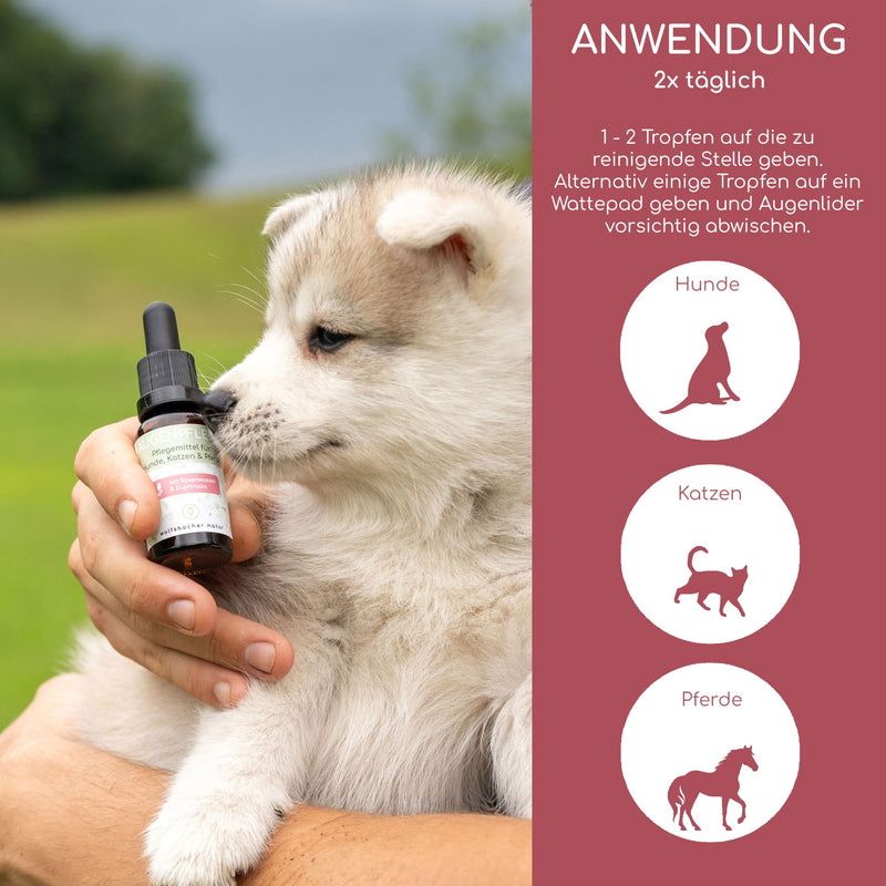 Wolfsbacher Natur Natural Tear Stain Remover for Dogs and Cats | Eye care drops for mild care for tear stains and discoloration - with euphrasia, eyebright and rose water - BeesActive Australia