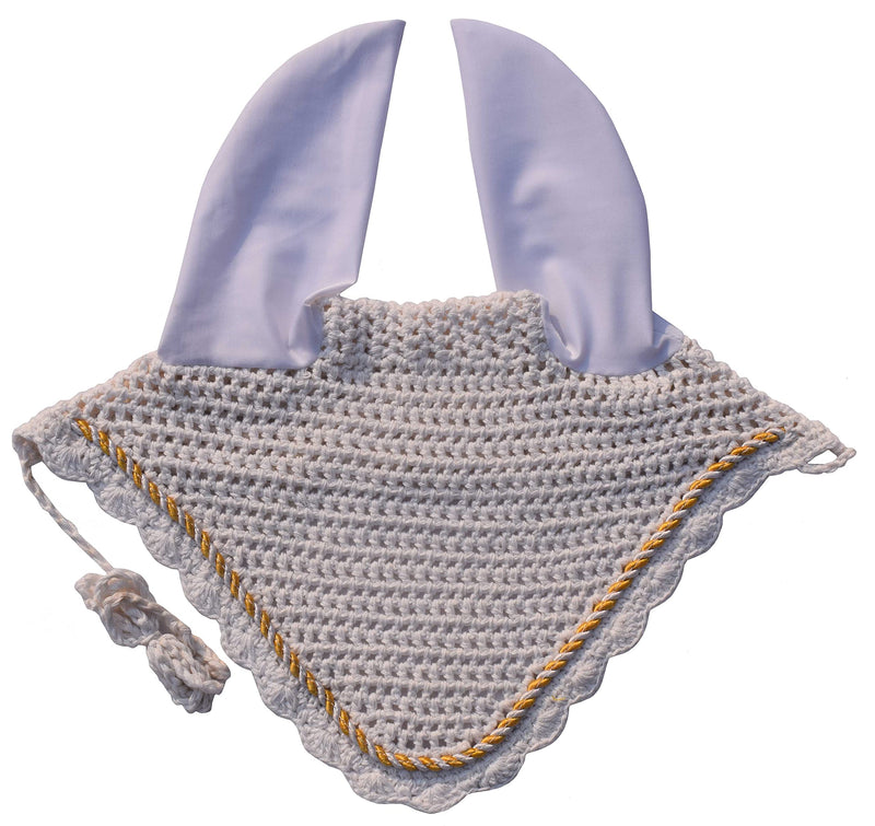 Horse Ear Bonnet Ear Net Hat Fly Bonnet Hood Mask Fly Veil Full Hand Made Cotton (Pony, White) Pony - BeesActive Australia