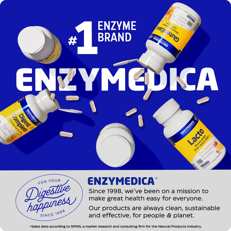 Enzymedica BeanAssist, Helps Reduce Gas & Bloating, Vegan - 30 Capsules | Digestive Enzyme Supplement for Women & Men, Alpha Galactosidase Enzyme for Digestion & Gut Health Support, Fast-Acting Standard Packaging
