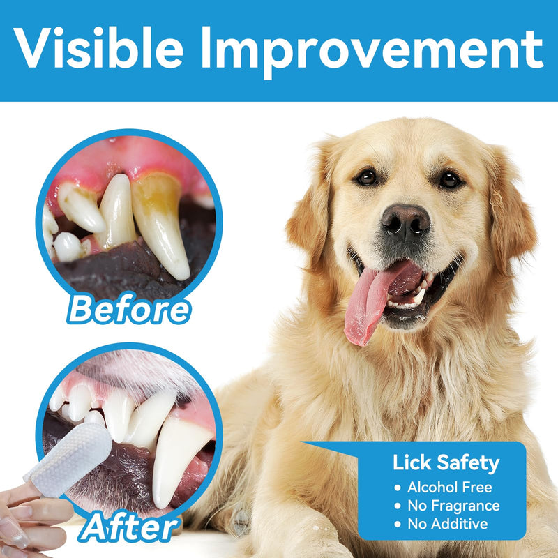 Netrue Dog Teeth Cleaning Wipes, Dog Dental Cleaning Finger Wipes for Dogs Teeth，Dog Tooth Wipes- Reduces Plaque & Freshens Breath (60 Count) - BeesActive Australia