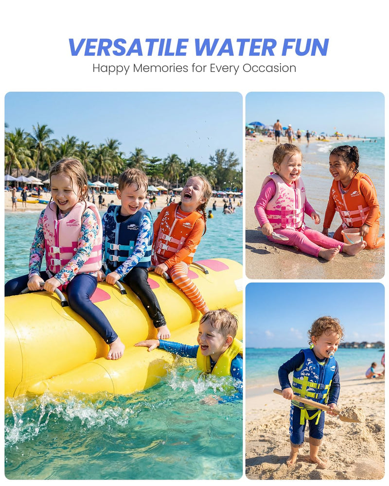 Gogokids Toddler Swim Vest, Kids Floaties – Boys & Girls Buoyancy Jacket for Pool & Beach, Fits 2-8 Years / 22-60 lbs Pink Dolphin S (2-4 Years) - BeesActive Australia