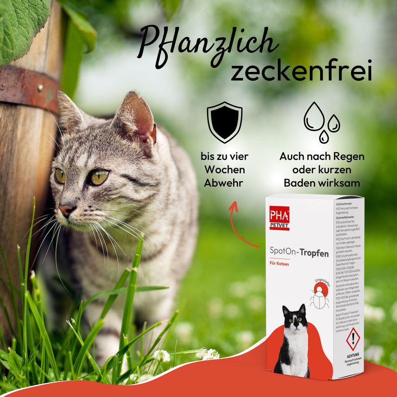 PHA Spot On drops for cats to ward off fleas, ticks and other pests, plant-based biocide, 2 plastic tubes of 1.5 ml each - BeesActive Australia