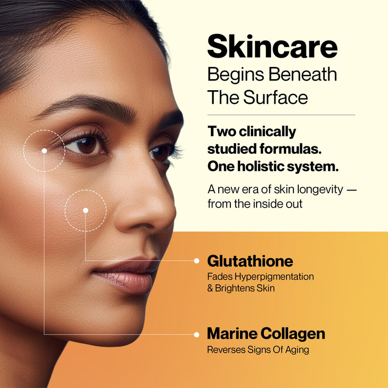 SETU Radiant Skin: Combo Contains 8g Marine Collagen + Ceramosides & 8-in-1 Glutathione Fizzy Tabs | Supports Radiant, Healthy Skin | for Men & Women