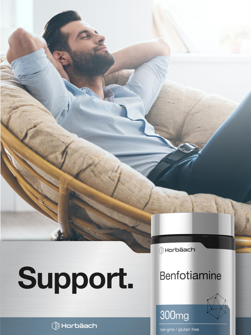 Horbaach Benfotiamine 300mg | 60 Capsules | Vitamin B1 Thiamine | Non-GMO & Gluten Free Supplement