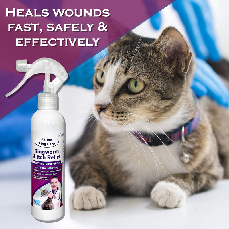 Feline Ring Care | Control & Help with Cat Ringworm, Mange, Dermatitis, Dog Paw Yeast. Also works on Dogs, Hamsters, Guinea Pigs, Rabbits, etc. 8 oz Ready to Use Spray for Cats and Itch Relief
