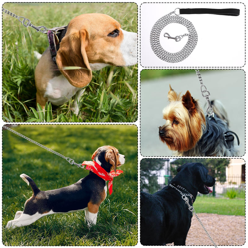 6FT Metal Dog Leash, 6FT Chew Proof Pet Leash Chain with Soft Handle, Stainless Steel Cuban Link Chain for Small Dogs Walking,Traffic Training Traveling - BeesActive Australia