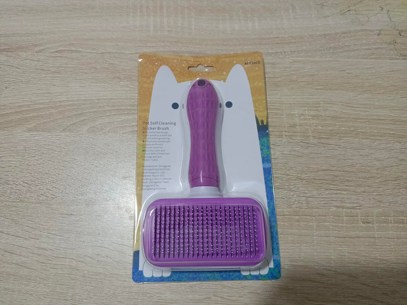 ACE2ACE Self-Cleaning Slicker Brush for Long and Short Pet Fur - Removes Hair With One Button Purple - BeesActive Australia