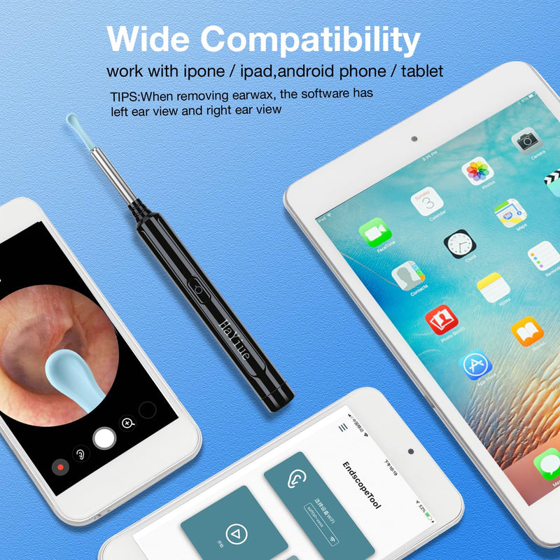 Ear Wax Removal with Camera, Earwax Remover Tool, 1296P FHD Wireless Ear Otoscope with 6 LED Lights, 6 Ear Spoon & 6 Traditional Tools Ear Wax Removal Kit for iPhone, iPad & Android Smart Phone - BeesActive Australia