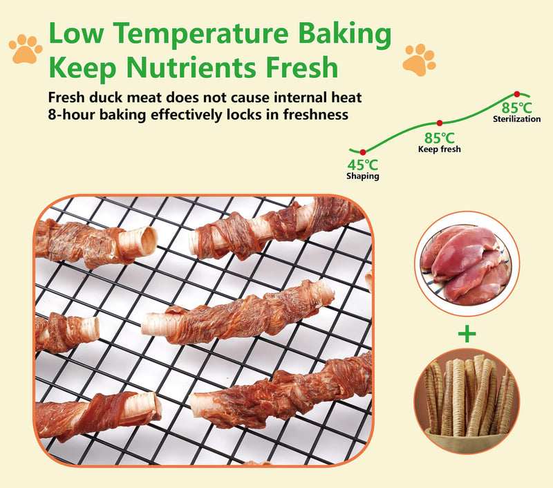 Duck Dog Treats–Duck Wrapped Goose Trachea, 10cm (25-30 Pcs) All Natural Trachea Sticks, Promotes Joint, Hip & Dental Health, High in Protein Low Fat, Dog Chews for Small & Medium Dogs