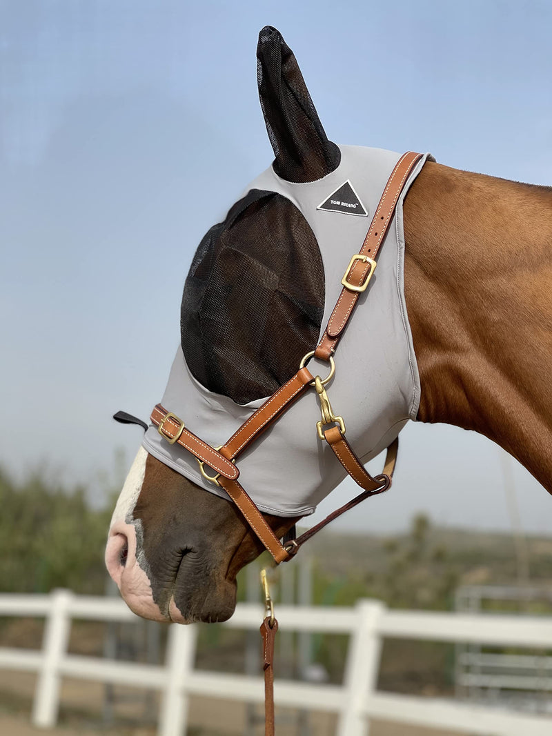 TGW RIDING Horse Fly Mask Super Comfort Horse Fly Mask Elasticity Fly Mask with Ears We Only Make Products That Horses Like (Gray, M) Gray Medium - BeesActive Australia