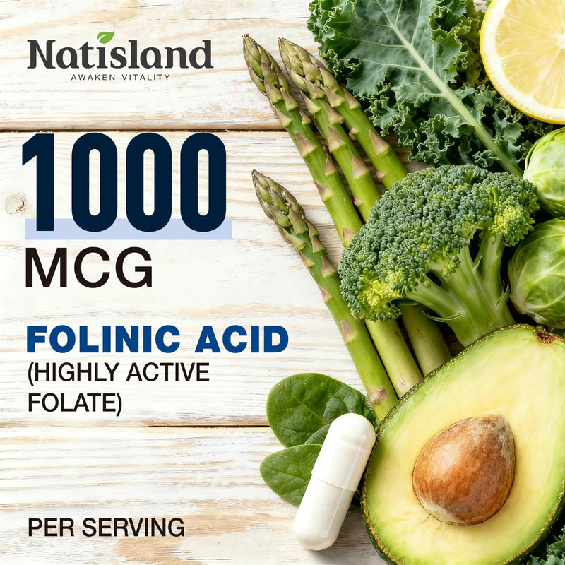 Folinic Acid 1000 MCG + B12 500 mcg (Adenosyl & Hydroxo), 90 ct | Gentle & Highly Absorbable, Supports Energy, Brain Health & Metabolism, Vegan