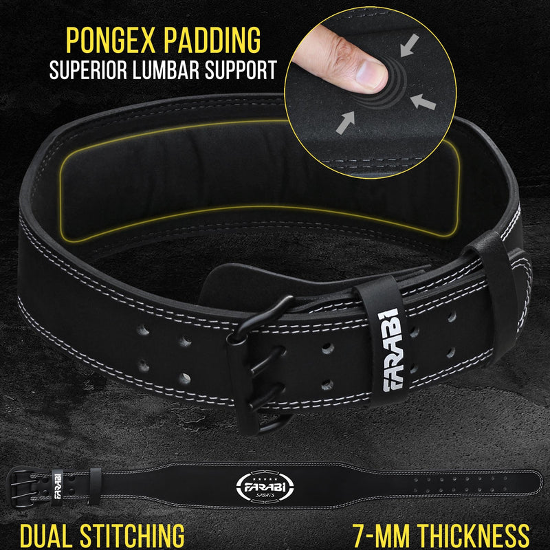 Farabi Sports Powerlifting Belt 100% Genuine Leather Weight Lifting Belt 4" wide Gym Belt Men and Women Weightlifting Belt for Gym Training Bodybuilding and Workout belt Black Small