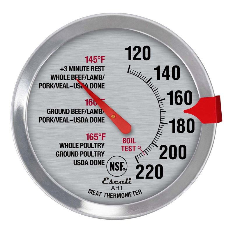 Escali AH1 2 Pack Oven Safe Meat Thermometers, Stainless Steel, Thermometer with 2.5 inch Large Dial, Oven and Grill Safe Temperature Gauge for Cooking, Roasting, Baking, Candy, Steak, Turkey Analog Silver 2 pack