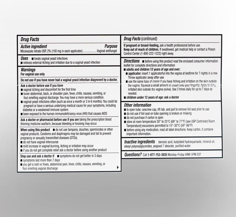 Miconazole 7 - Miconazole Nitrate Cream, USP 2%, 1.59 oz Tube