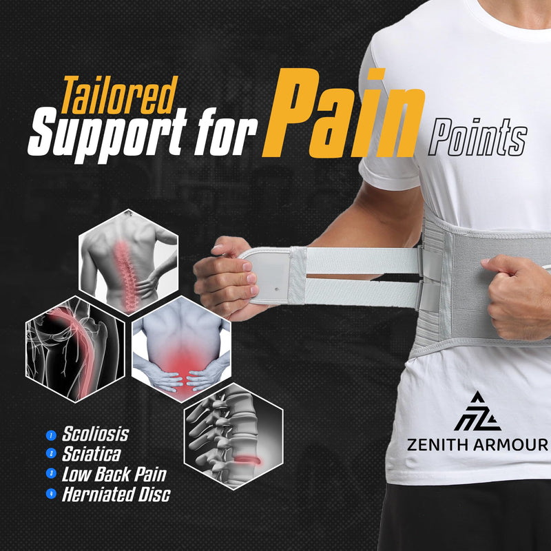 Lumbar Support, Lower Back Brace Support for Lower Back Pain Relief, Scoliosis, Herniated Disc, Sciatica - Adjustable, Removable Metal Plate, Machine Washable - Men and Women (Medium) Medium - BeesActive Australia