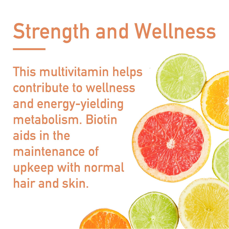 Effervescent Multivitamins + Biotin for Wellness and Vitality Dietary Supplement with Vitamins C, E, B1, B2 B6, B12, A, and D3, 20 Tablets Tropical 20 Count (Pack of 1)