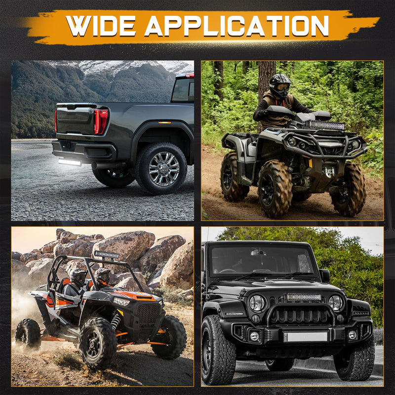 13.5 Inch LED Light Bar, 174W Side Shooter Triple Row LED Pods Off Road Bumper Bar Spot Flood Combo Driving Fog Lights for Trucks ATV UTV SUV Pickup Boat Tractor 13.5 Inch - BeesActive Australia