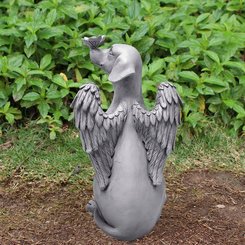 FakeFace Dog Angel Memorial Statue, Skin Gravestone Memorial Grave Marker Tribute Statue, Garden Decoration Polyresin Angel Figures Statue Sleeping Dog Statue with Wings Cats Dogs Memorial Stone Dog Angel - BeesActive Australia