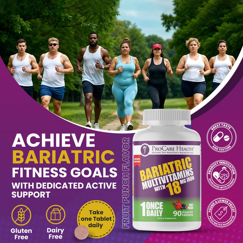 Core-18 Bariatric Multivitamin | Fruit Punch | Chewable | 90ct | Once Daily Bariatric Multivitamin with Iron 45mg Chewable Tablets for Gastric Bypass, Sleeve & Post-Op Support - Made in USA 90 Count (Pack of 1)