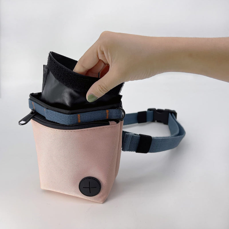 Dog Treat Pouch with Pet Training Clicker, Dog Training Treat Pouch Kit, Magnetic Closure, Hands-free training. (Pink) Pink - BeesActive Australia