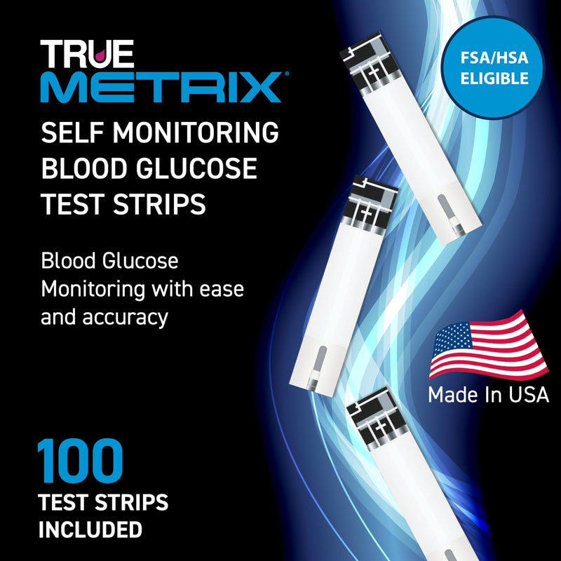 TRUE METRIX Glucose Test Strips 100 Count, TRUEplus 30G Lancets 100 Count 100 Test Strips + 100 Lancets