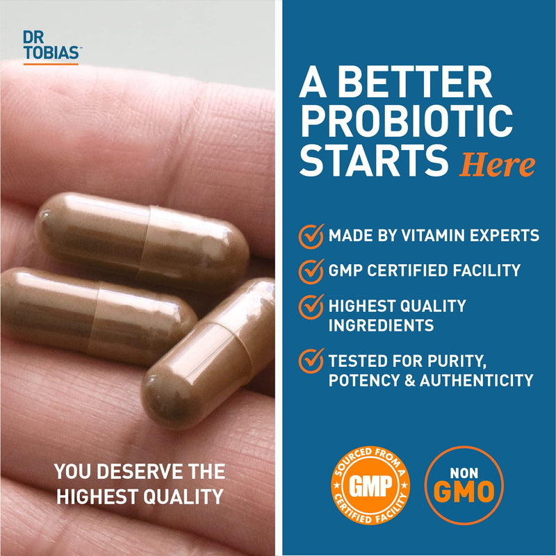 Dr. Tobias Probiotics 30 Billion CFU 30 Capsules | Gut Health Support | Daily Digestive Support | 10 Probiotic Strains | Targeted Release Probiotics for Women & Men | Shelf Stable | 30 Servings 30 Count (Pack of 1)