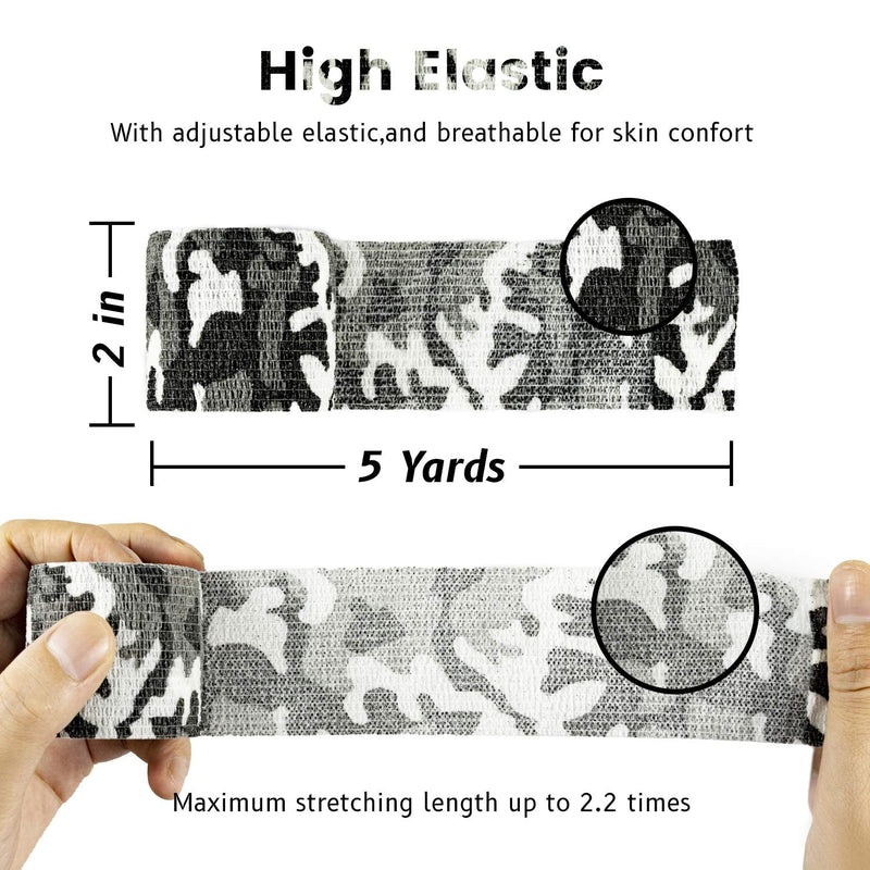 9 Rolls Self Adhesive Wrap Athletic Tape Gauze, Breathable Elastic Cohesive Bandage for Sports Injury & Pet (7 Pcs 2"x 5 Yards + 2 Pcs 1" X 5 Yards) (City Camo) City Camo - BeesActive Australia
