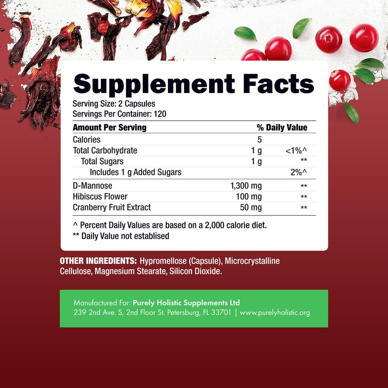 D Mannose with Cranberry | Drug-Free Urinary Tract Health Support | Evidence-Based DMannose 1300mg for Urinary & Bladder Health for Women | D Mannose Supplements for Women & Men | Non-GMO | 240 Ct - BeesActive Australia