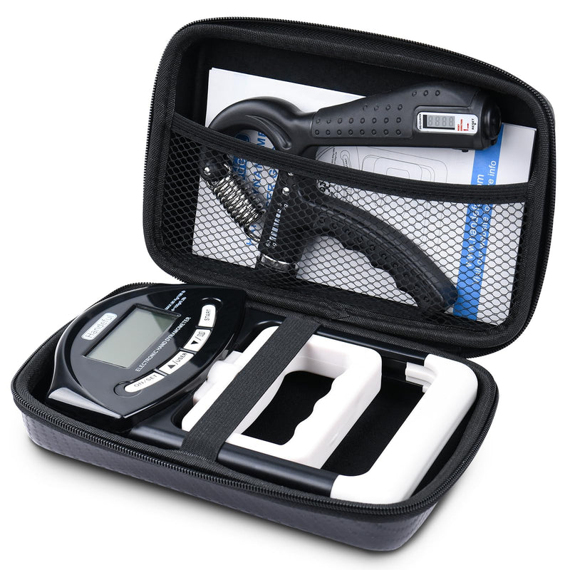 Electronic Grip Strength Tester Set With Adjustable Hand Gripper, Hand Dynamometer, Protection Case – Precision Training for Rehab, Fitness, and Home Gym Black with Strengthener & case