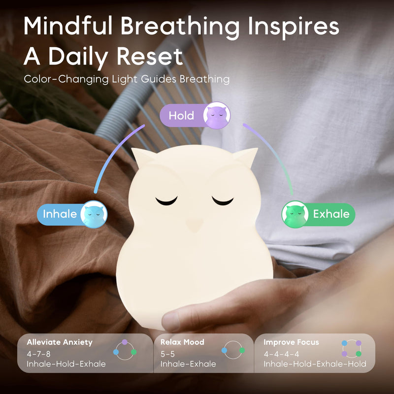 Breathing Pal Mindfulness Breathing Light, Guided Visual Meditation Breathing Light, Mindfulness Breathing Owl, Calm Down Corner Supplies, Sensory Items for Classroom, Meditation Accessories Ollie (Owl) Standard - BeesActive Australia