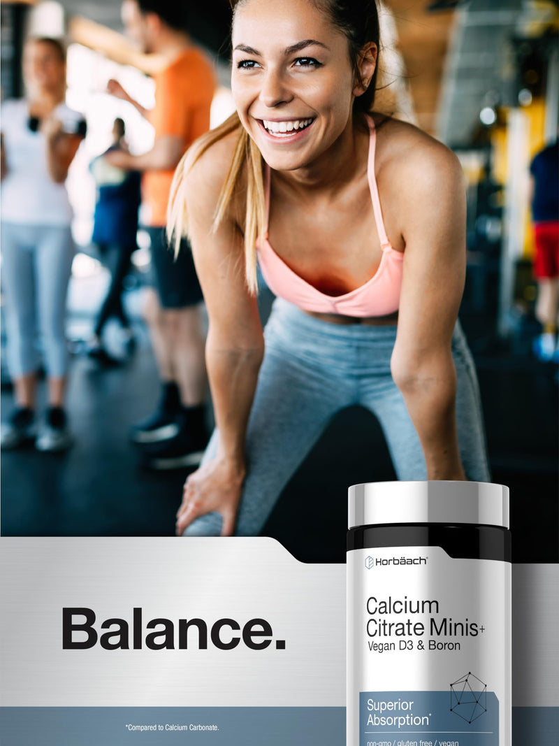 Horbäach Calcium Citrate with Vitamin D3 & Boron | 150 Tablets | Supplement for Men and Women | Vegan, Non-GMO, Gluten Free