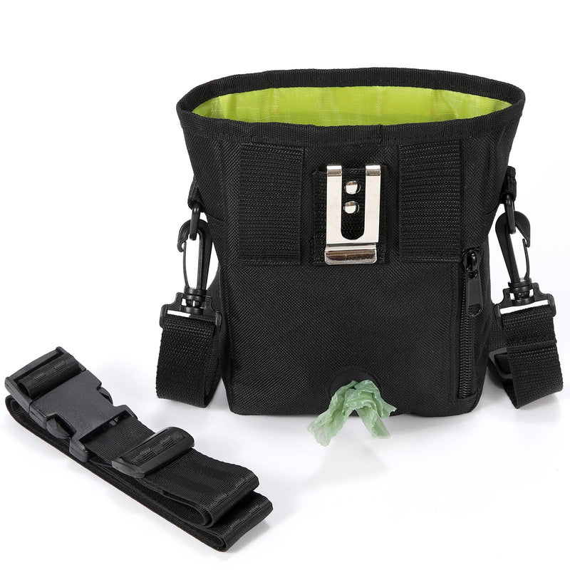 Dog Treat Pouch with Collapsible Dog Bowl, Training Clicker and Poop Bags, Treat Pouches for Pet Training, Built-in Poop Bag Dispenser, Waist Belt Clip, Puppy Treat Pouch Magnetic Closure - Black - BeesActive Australia