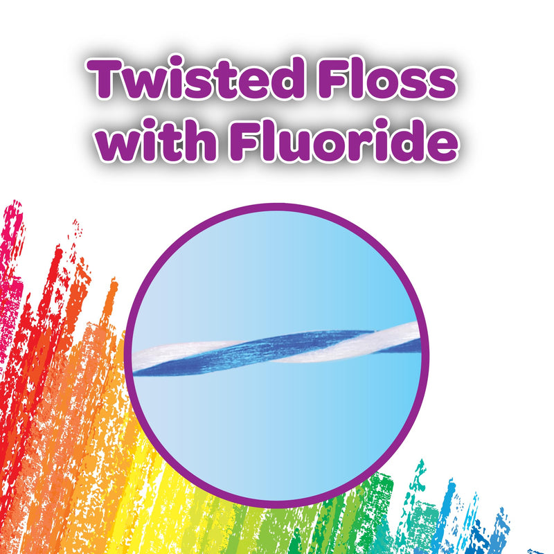 GUM Crayola Twistables Kids Flossers with Fluoride - Designed for Little Hands - Three Fun Fruit Flavors - Easy to Use Kids Floss Picks for Children Ages 3+, 90 Count 90 Count (Pack of 1) - BeesActive Australia