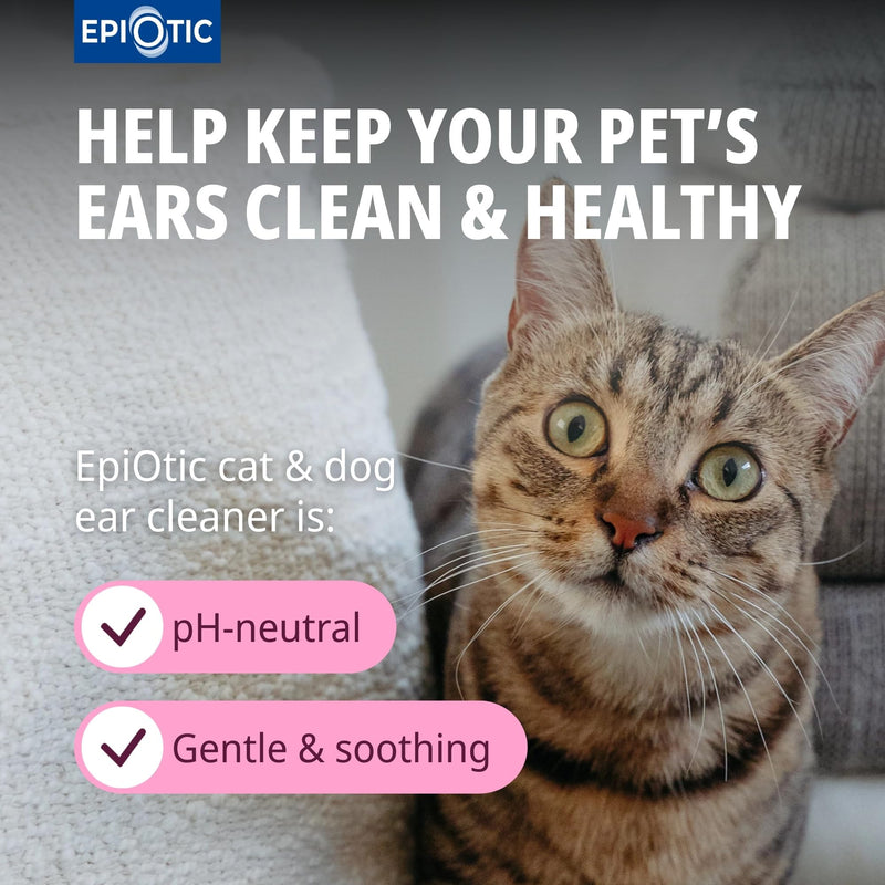 Virbac EpiOtic Cat and Dog Ear Cleaner Solution - Antibacterial and Anti-fungal Dog and Cat Ear Cleaner - 125ml
