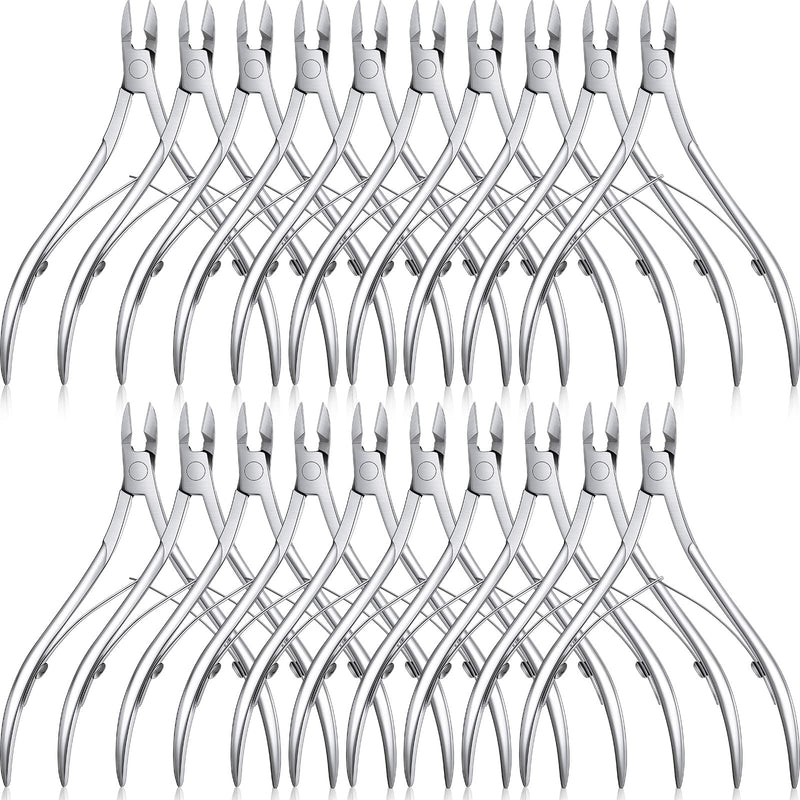 Chumia 20 Pcs Cuticle Trimmer Stainless Steel Cuticle Nippers, Nail Edge Cutter Clippers Dead Skin Trimmer Pointed Pedicure Manicure Nipper Remover Care Tools Bulk for Fingernails Toenails(Silver) Silver - BeesActive Australia
