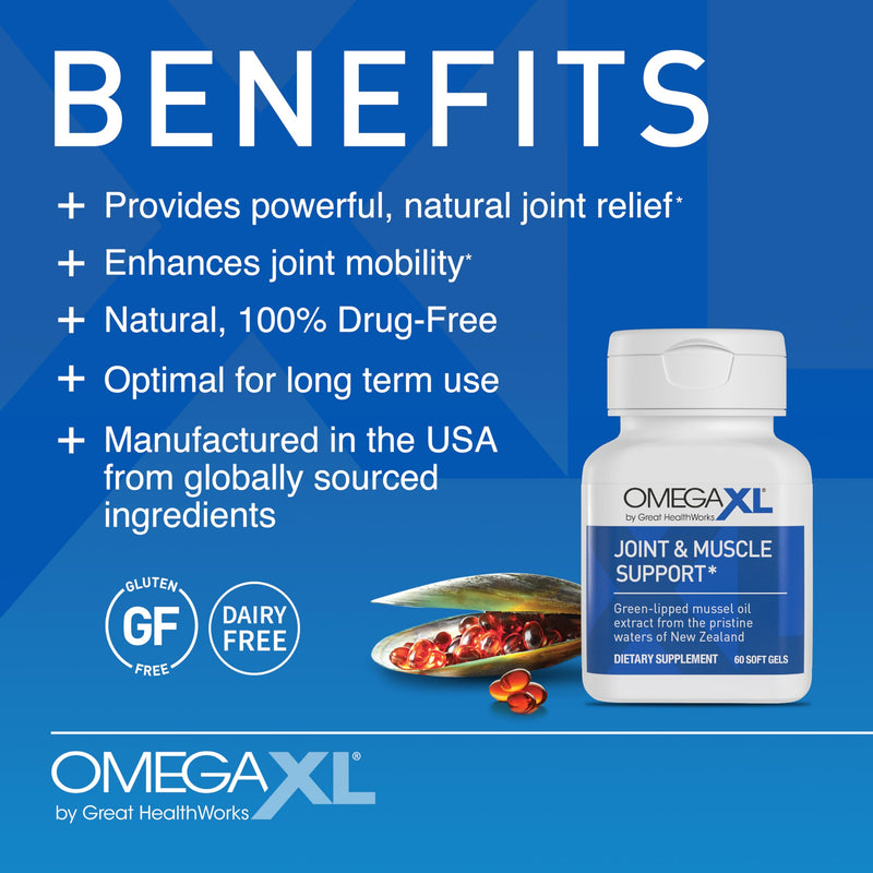 OmegaXL Joint Support Supplement - Natural Muscle Support, Green Lipped Mussel Oil, Soft Gel Pills, Drug-Free, 60 Count + HeartXL 30 Count, High Potency Omega-7 Blend | Natural Joint Support Supplement, Non-GMO, Drug Free, 60 Soft Gels & HeartXL, Conce...