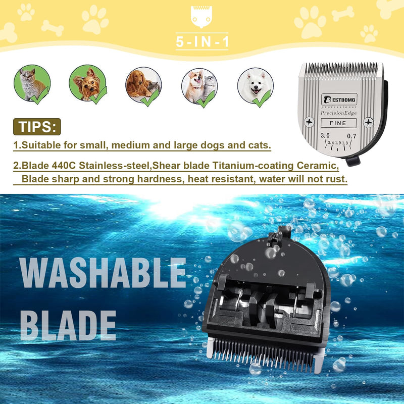 Professional Animal Dog Pet 5-in-1 Adjustable Fine Blade Cut Length 0.7-3mm,Compatible with Wahl Arco,Bravura,Chromado,Creativa,Figura and Motion Clippers(2 PCS) - BeesActive Australia