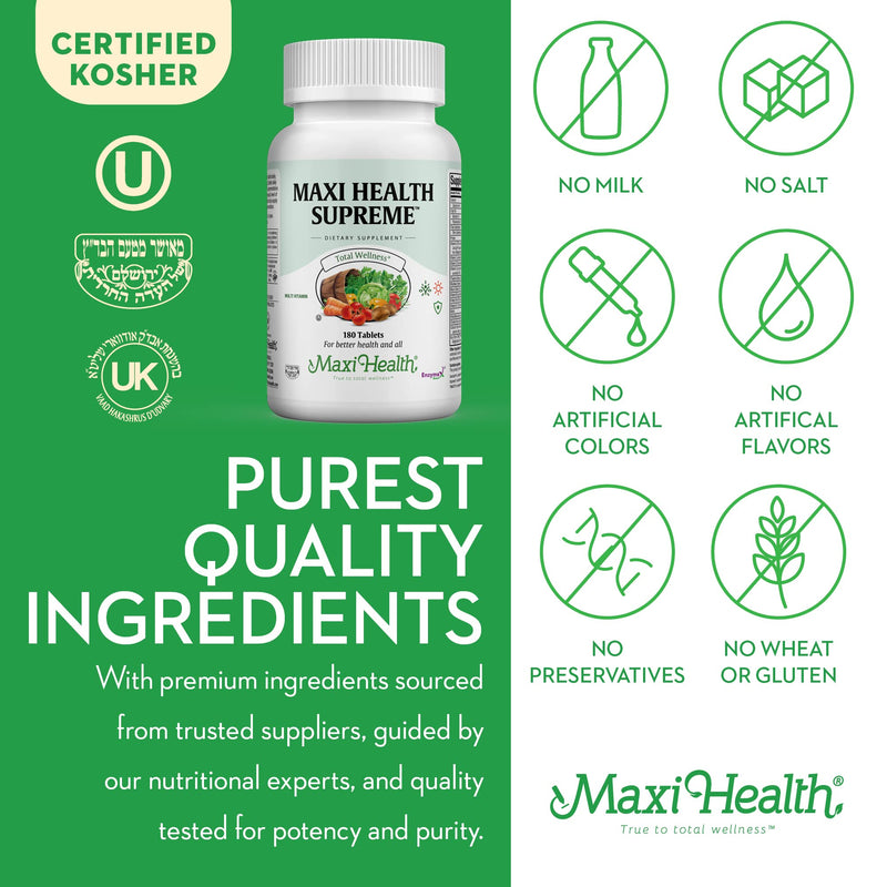 Multivitamin for Men & Women – Supreme High Potency Daily Multi with Minerals, CoQ10 & Antioxidants – Energy, Immune Support, Bone, Heart & Wellness – Vitamin A, C, D, E, B12, B6 & Biotin 180 Tablets | Kosher | Multivitamin with Iron | Energy, Immune &...