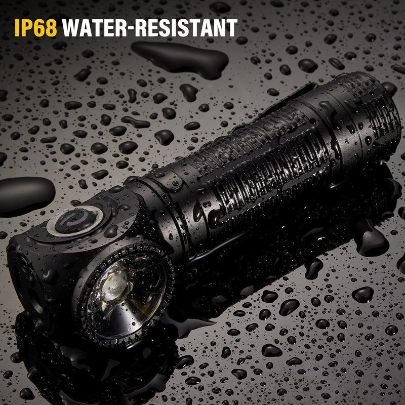 2000 Lumens Rechargeable Headlamp, 3800mAh Proximity Sensor Headlamp & Right-Angle LED Flashlight, Magnetic Base, TIR Lens, IP68 Waterproof, Hands-Free Sensing Control C6 Headlamp (with headband)