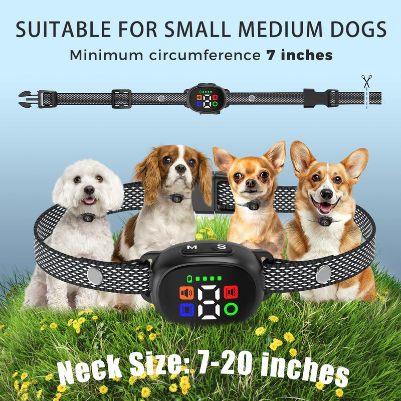 Bark Collar for Small Medium Dogs - Anti Bark Collar with 3 Effective Modes & 7 Sensitivity Levels, IP67 Waterproof & Rechargeable, Humane & Effective Barking Collar, Dark Black - BeesActive Australia