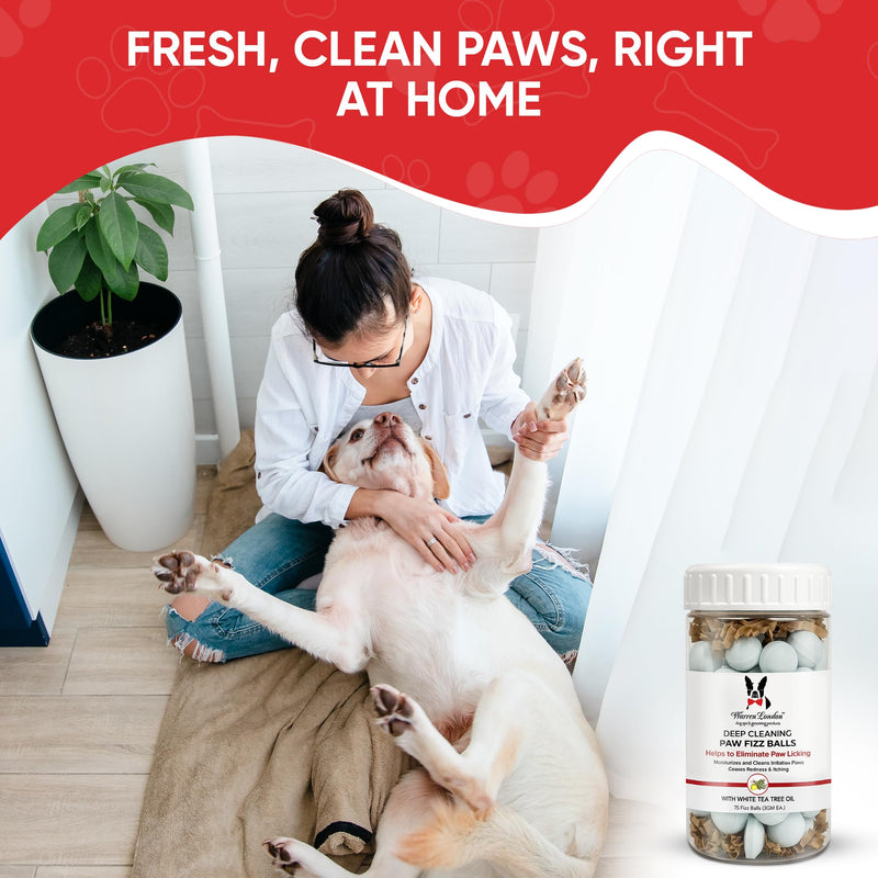 Warren London Deep Cleaning Paw Soak for Dogs – 30 Count Fizz Balls | Soothes Itchy, Irritated Paws with Seaweed, Tea Tree Oil & Aloe | Anti-Lick Paw Relief & Easy 5-Minute Spa 30 Balls