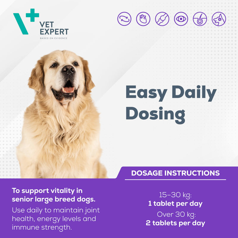 Vet Expert Geriativet Large Breed Senior Dog Supplement – Enhances Energy Metabolism, Joint Health, and Immune Function 45 capsules